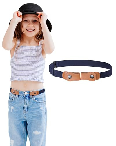 Kajeer Jungen Ohne Schnalle Elastisch Gürtel - Einstellbar Ohne Schnalle Unsichtbarer Gürtel Passt, Einstellbar, Navy Blau