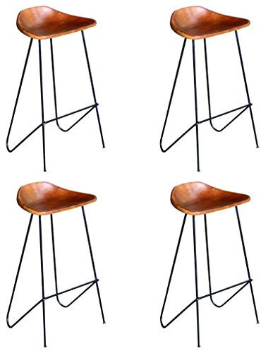 vidaXL 4X Barstuhl Barhocker Tresenhocker Küchenhocker Küchenstuhl Tresenstuhl Esszimmerstuhl Thekenhocker Thekenstuhl Bar Hocker Stuhl Braun Echtleder