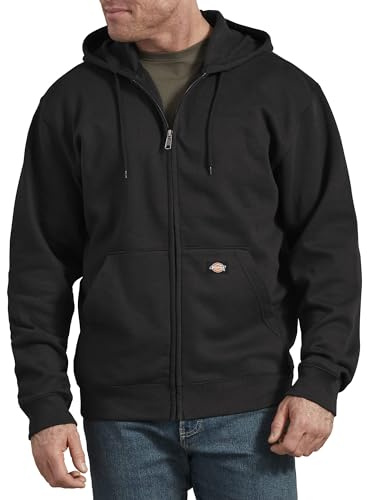 Dickies mäns medelvikt hel dragkedja fleece huvtröja vanlig tröja, Svart, M