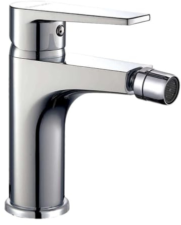 Kibath Den L466551 Bidet-Mischbatterie, elegant, rund, aus Messing und glänzendem Chrom-Finish, inkl. Beschlägen, Schläuchen und Kartusche.