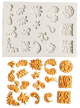 DUBENS Barock Stil Curlicues Blättern Spitze Fondant Silikon Form für Sugarcraft, Kuchen Grenze Dekoration, Cupcake Topper, Schmuck, Polymer Clay, Crafting Projekte