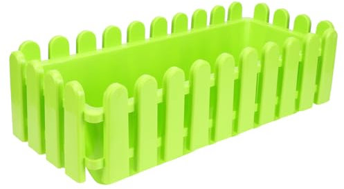 Rechteckige Kunststoffzaun Blumentöpfe Sukkulenten Pflanzer Dekorative Gartentopf Blumentöpfe für Gartenfenster Balkon Zaun Dekorationen Grün