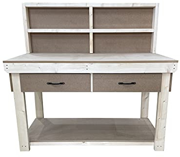 Arbor Garden Solutions Wooden workbench 18mm MDF top with drawers and back panel - industrial heavy-duty garage storage table (V.1) (4ft)