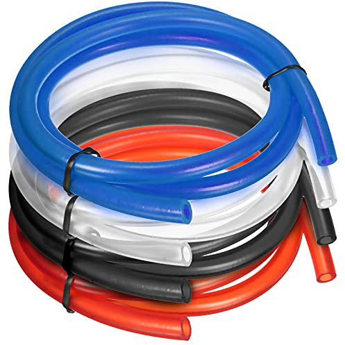 SacJkt Kraftstoffschlauch, Benzinschlauch, 4 Stück Premium Gummi Kraftstoffleitungsschlauch Für Motorrad (1M, Schwarz/Rot/Blau/Transparent)