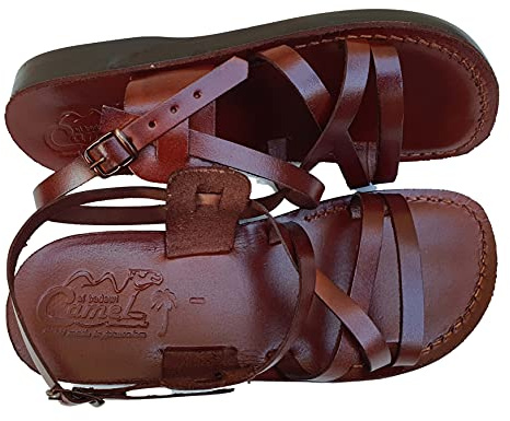 Jesus Sandales en cuir style romain 02, marron foncé, 38 EU Large