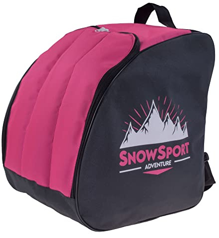 Funda para botas de esquí, mochila para botas de esquí, bolsa para botas de nieve, color azul marino/naranja/rosa (rosa)