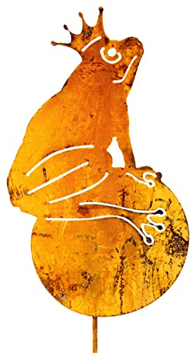 Blümelhuber Froschköing Roststecker Frosch Figur in Rostoptik Gartenstecker Rost Gartendeko Metall