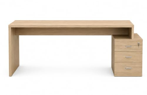 Genérico OFILIKE. Escritorio con Cajonera Derecha, Mesa de Oficina y Teletrabajo de Melamina 25 mm, Mesa Ordenador para Despacho, Estudio y Hogar, Roble (160x80)