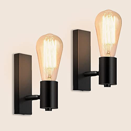 LIGKIN Lots de 2 Applique Murale Industrielle Spot Mural Design Rétro E27 Luminaire Vintage 360° Orientable Lampe Murale Métal Eclairage Intérieur pour Escalier Couloir salon
