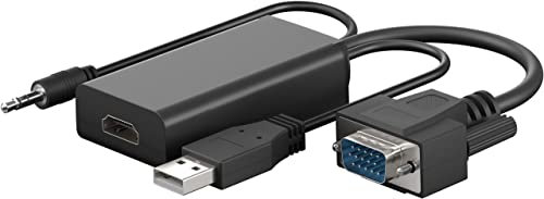 Goobay 61259 Adattatore VGA a HDMI per Full HD 1080p @ 60Hz - Converte VGA e Audio a Segnali HDMI - Cavo Monitor Nero