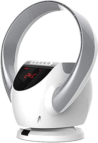 ventilador portátil sin aspas enfriador de aire montado en la pared y escritorio de doble uso 8 velocidades / 8h temporizador circulador de aire para dormitorio salas de estar cocina oficina / plata