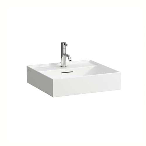 LAUFEN Kartell Aufsatzwaschtisch, 1 Hahnloch, mit Überlauf, 500x460mm, H8163327161041, Farbe: Schwarz Matt