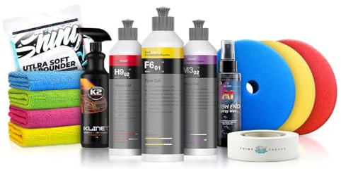 Politurset: Koch Chemie Politur Set + Royal Pads Premium Polierpads + Dr. Wack Lackversiegelung + Zubehör - Auto Politur | 13-teilig