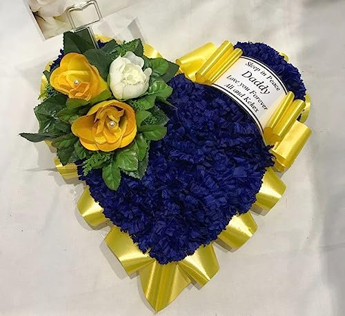 Heart Artificial Silk Funeral Flower Tribute Wreath Memorial Personalised Dad 12