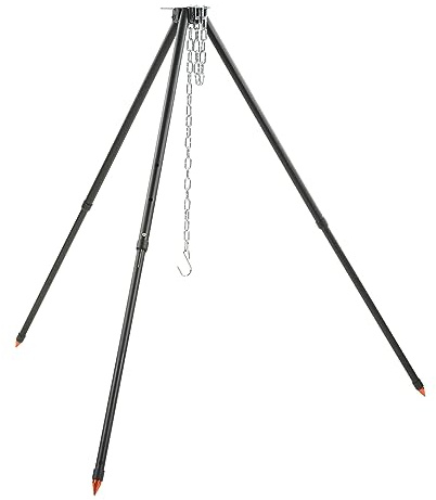 BORDSTRACT Treppiede da Campeggio, Treppiede da Cucina in Acciaio per Impieghi Pesanti, Design Plug-in, Treppiede da Campo Regolabile, Attrezzatura da Cucina per Falò