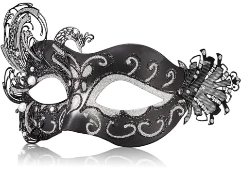 MYSEUNI 2024 Neue Maskerade Maske für Frauen Pfau - Schmetterling Metall Venezianische Maske für Fasching, Kostümparty, Karneval