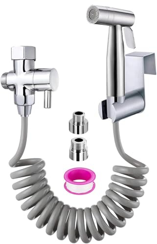 Bidet Handbrause Set, handgehaltenes Bidet-Toilettensprühgerät mit Dual-Modus (Jet/Stream) für Dusche Badezimmer Hygiene Toilettenpapier Windelreinigung, mit Federschlauch G1/2 Ventil und eine G3/8