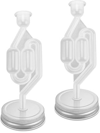 FINELYCR 2 Piezas Tubo de Fermentación Airlock, Válvula Fermentación, Airlock Esclusas con Tapón de Goma y Tapa de Tarro de Cristal, para la Producción de Chucrut y Kimchi Fermentado