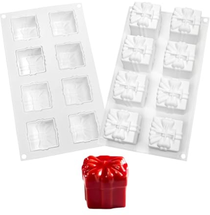 mostsom Snowflower Chocolate Molds Gift Box Silicone Molds Madeleine Silicone Bakeware Mold DIY for Candy (E_11.84x6.92x2.2 inch)