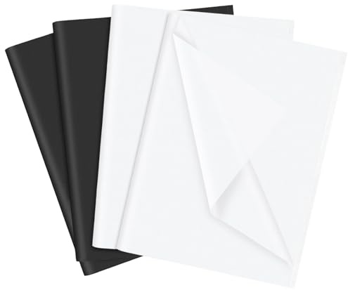 60 fogli di carta velina bianca e nera, carta velina per confezioni regalo 35 x 50 cm per confezioni regalo di compleanno, artigianato artistico, confezione regalo per matrimonio, compleanno fai da te