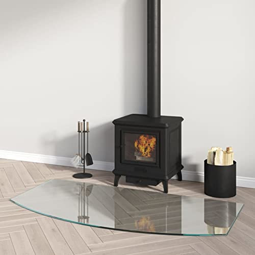 Vopese Placa de cristal para chimenea, 120 x 60 cm, protector de suelo para parquet y superficies laminadas, base de estufa resistente a altas temperaturas, cubierta de suelo de vidrio templado tipo 1