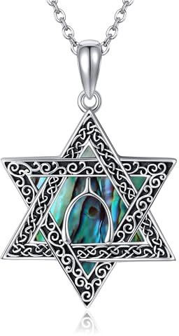 URONE Collana con ciondolo a forma di stella di David, in argento Sterling 925, con stella di David, Argento sterling, Nessuna pietra preziosa