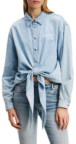 Karl Lagerfeld Jeans Donna Denim Wrap Shirt Light Blue M