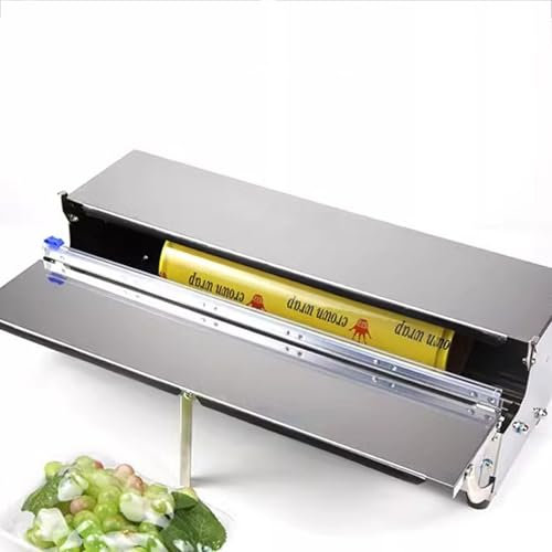 Cling Film Cutter Dispenser, Reusable Dispenser with Slide Cutter,Stainless Steel Cling Film Cutter, Suitable for Supermarket Household Fresh Packaging