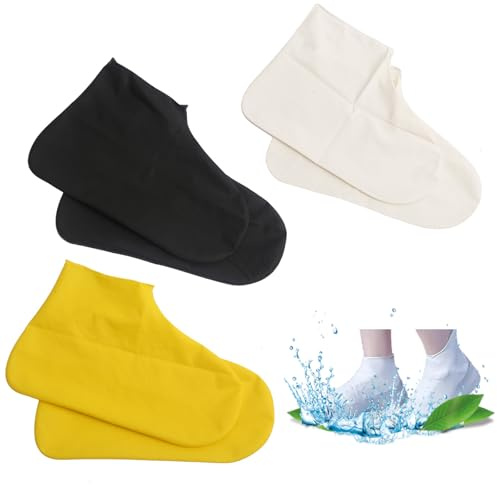 mohito 3 pares Cubrezapatos impermeables,Antideslizante Funda Zapatos lluvia,Cubrezapatos antideslizantes impermeables reutilizables para hombres y mujeres para interiores y exteriores (L)