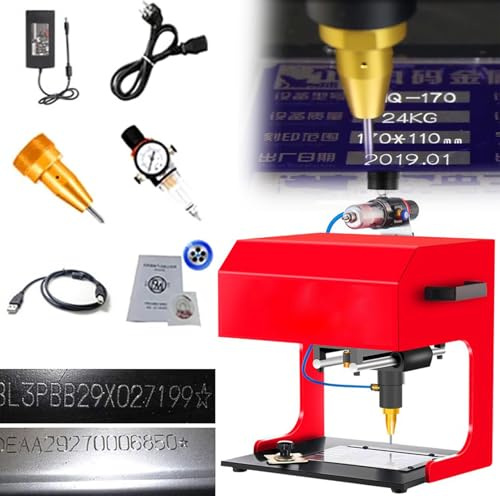 HNBYLMM Pneumatic Marking Machine 200X130mm Metal Marking Engrave Machine Pneumatic Dot Peen Marking Machine for Metal Marking VIN/Code/Chassis Number, Depth: 0.01-1mm
