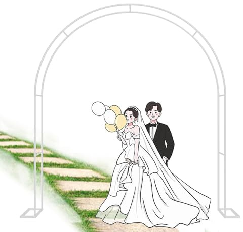 Gartenbogen aus Metall, für Kletterpflanzen, Hochzeit, Party, Rosenbogen, Pergola, Rankgitter mit Sockel, weiß, 240 x 220 cm, ideal für Veranstaltungen im Freien und Gartendekoration