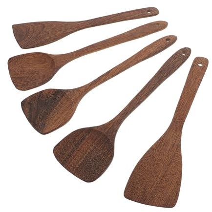 Cabilock 5piezas Cucharas Soperas Antiadherentes De Madera Para Cocinar Utensilios De Cocina Para Servir Comida Casa Cuchara Sopera De Mango Pala De Madera Para Cocinar