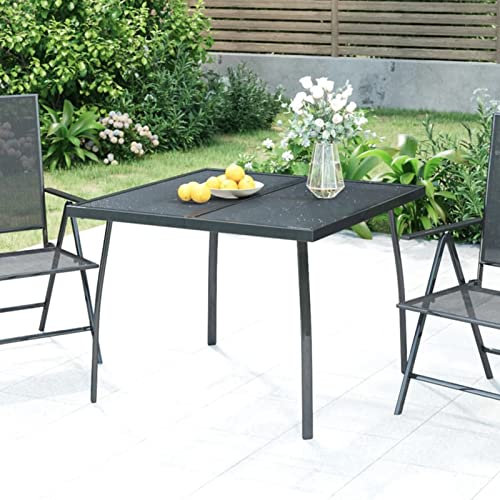 Xichuzi Gartentisch, Tisch Garten, Balkontisch, Mehrzwecktisch, Buffettisch, Biertisch, Bierzelttisch, Flohmarkttisch, Anthrazit 100x100x72 cm Stahlgitter