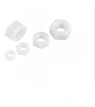 5–200 Stück Nylon-Sechskantmuttern M2 M2.5 M3 M4 M5 M6 M8 M10 M12 M14 M16 M18 M20, weißer/schwarzer Kunststoff, zur Wärme-/Elektrizitätsisolierung(White,M6-50pcs)