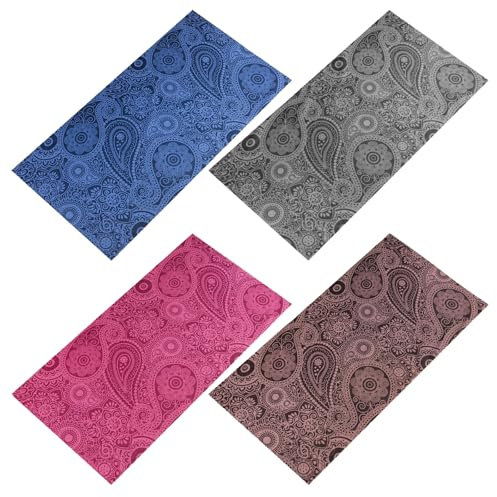 SMEHCF 4 Multipurpose Bandanas for Women Men Headband Balaclava Hair Head Scarf Face Half Airsoft Paintball Mask Neck Gaiters Breathable Washable Blue Red Grey Cashew Flower Classical Color
