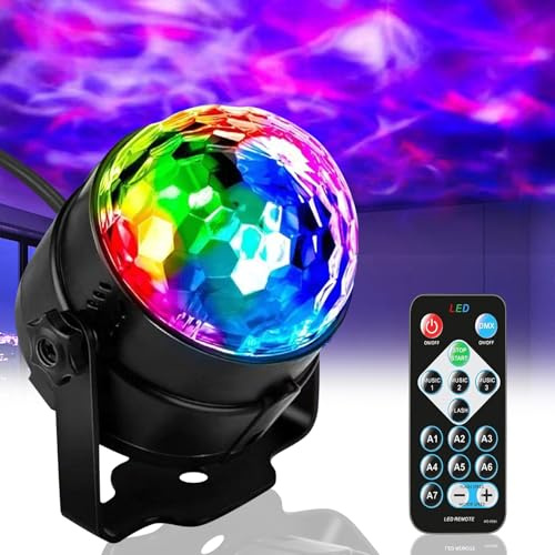 LED Sternenhimmel Projektor Kinder, Wiederaufladbarer Welligkeit Lampe Nordlicht Projektor mit 14 Farben 3 Soundeffekt Modi und 2 Blinkende Modi Fernbedienung Nachtlichter für Kinder Zimmer Deko (A)