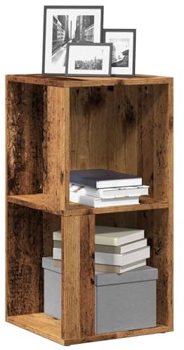 Somanki Eckregal Altholz-Optik 33x33x67 cm Holzwerkstoff, Bücherregal, Esszimmer Deko, Eckbücherregal, Eckschrank, Leiterregale, Ecke Dekoration - 856718