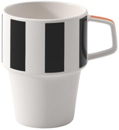 Villeroy & Boch - Memphis Collection Henkelbecher Groß Bunt, Spülmaschinenfest, Mikrowellensicher, Große Tasse für Kaffee oder Tee, Kaffeetasse, Kaffeebecher, Orangefarbene Akzente, Premium Porzellan