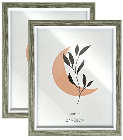 SHANN Set de 2 Marcos de Fotos 24 x 30 cm, Marco de Madera con Cristal, para Título Universitario, Poster, Fotografias Boda, Comunión, Diplomas