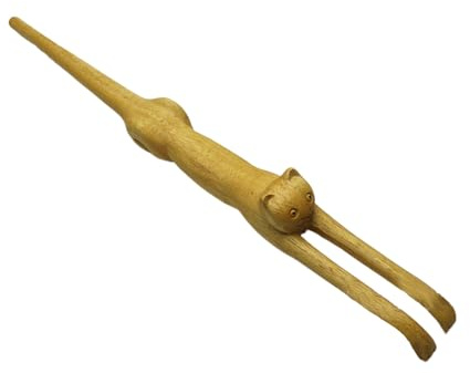 YNPQTDS Rascador de esquinas, 45 cm, con forma de gato, rascador de espalda de madera, con mango largo, relajación corporal, uso doméstico para adultos y niños