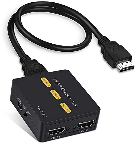 avedio links HDMI Splitter 1 in 2 Out, 4K@60Hz HDMI Splitter for Dual Monitors Duplicate/Mirror Only, Support Auto Scaling, HDCP2.2, YUV 4:4:4, HDR, with 1.2M HDmi Cable