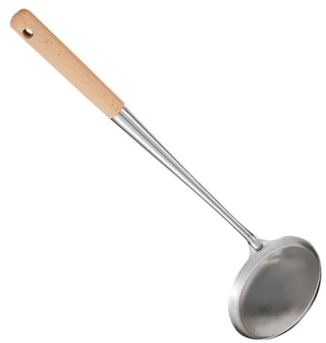 Cucchiaio per Frittura in Acciaio Inox Manico lungo Legno