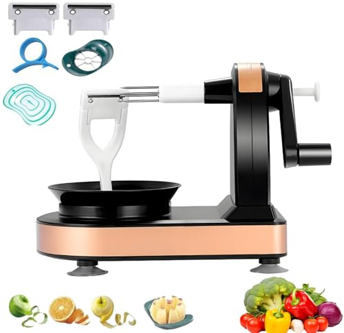 Automatic Electric Peeler, Automatic Fruit & Veggie Peeler – Multi-Functional Apple, Pear, Potato Cutter & Slicer, Replaceable Blade, for Home Kitchen (Black)