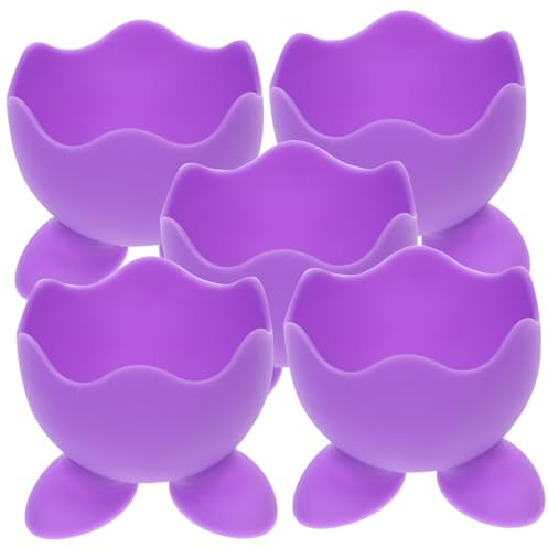LOORGVEL Porte-œufs en Silicone 5 Pièces Supports, Coquetier à La Coque en Silicone Sûr, Utilisable Cuisine Et Salle De Bain, Accessoires Polyvalents pour Œufs Durs Et Éponges Visage