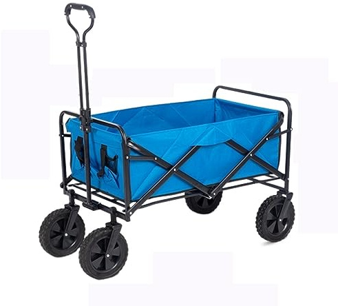 Chariot de plage portable – Chariot utilitaire pliable robuste avec 4 roues tout terrain pour le camping, le jardinage, les pique-niques, les festivals et les activités de plein air – Chariot à main