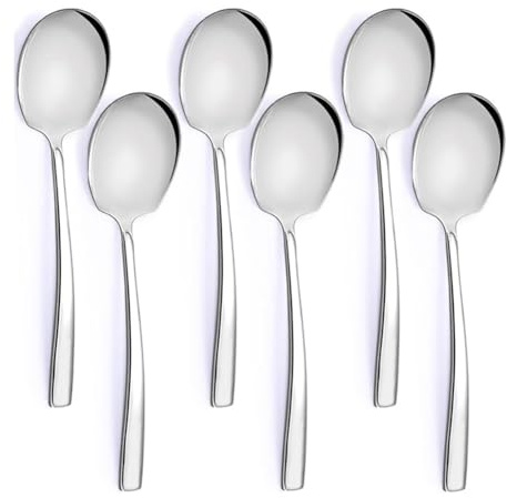 Correa Juego de 6 Cucharas Grandes para Servir de Acero Inoxidable de 9,14 Pulgadas, Utensilios Grandes para Servir para Bufés, Fiestas, Catering, Aptos para Lavavajillas