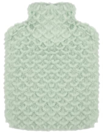 Grevosea Varmvattenflaska med överdrag 500 ml värmeflaskor, värmeflasksöverdrag avtagbara varmflaskor barn, tvättbar värmepåse, sängflaska, fluffig pvc varmvattenpåse för vuxna kvinnor, gåva