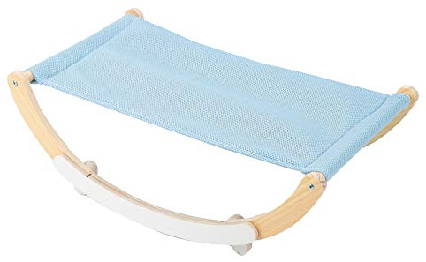 Smandy Hamaca para Gatos, Columpio para Mascotas con Marco de Madera Impermeable, Cama Antideslizante para Dormir para Gatos, Muebles Portátiles para para Uso en Interiores y Exteriores (Blue)