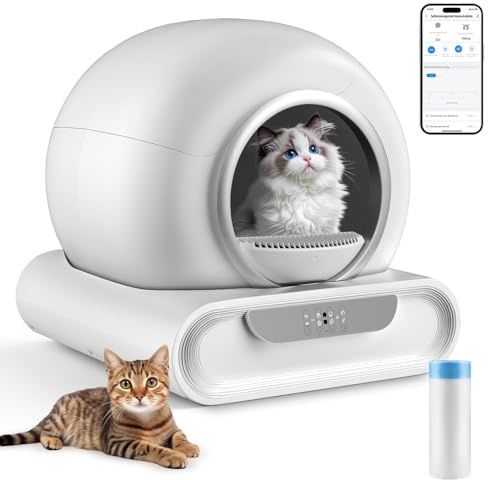 Katzenklo Selbstreinigend Katzentoilette Extra XXL, 65L Elektrisches Katzenklo Selbstreinigend mit APP-Steuerung, Safe Alert, Smart Health Monitor, Automatisches Katzenklo für 2 Katzen Mehrere Katzen