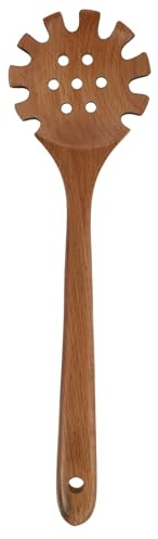DOITOOL Holzlöffel Nudelheber aus Buche Praktischer Nudel Pasta sieb mit Langem Griff Lebensmittelecht Multifunktional für Spaghetti und Lasagne mit Aufhängeöffnung Küchenzubehör aus Holz